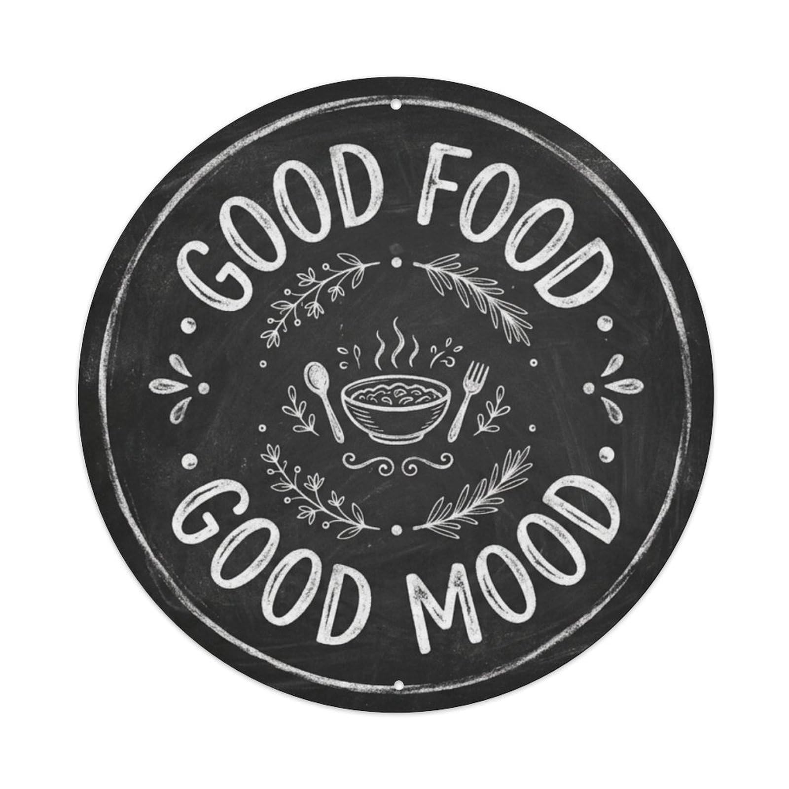 Good Food Good Mood Kitchen Wall Hanging Metal Tin Sign