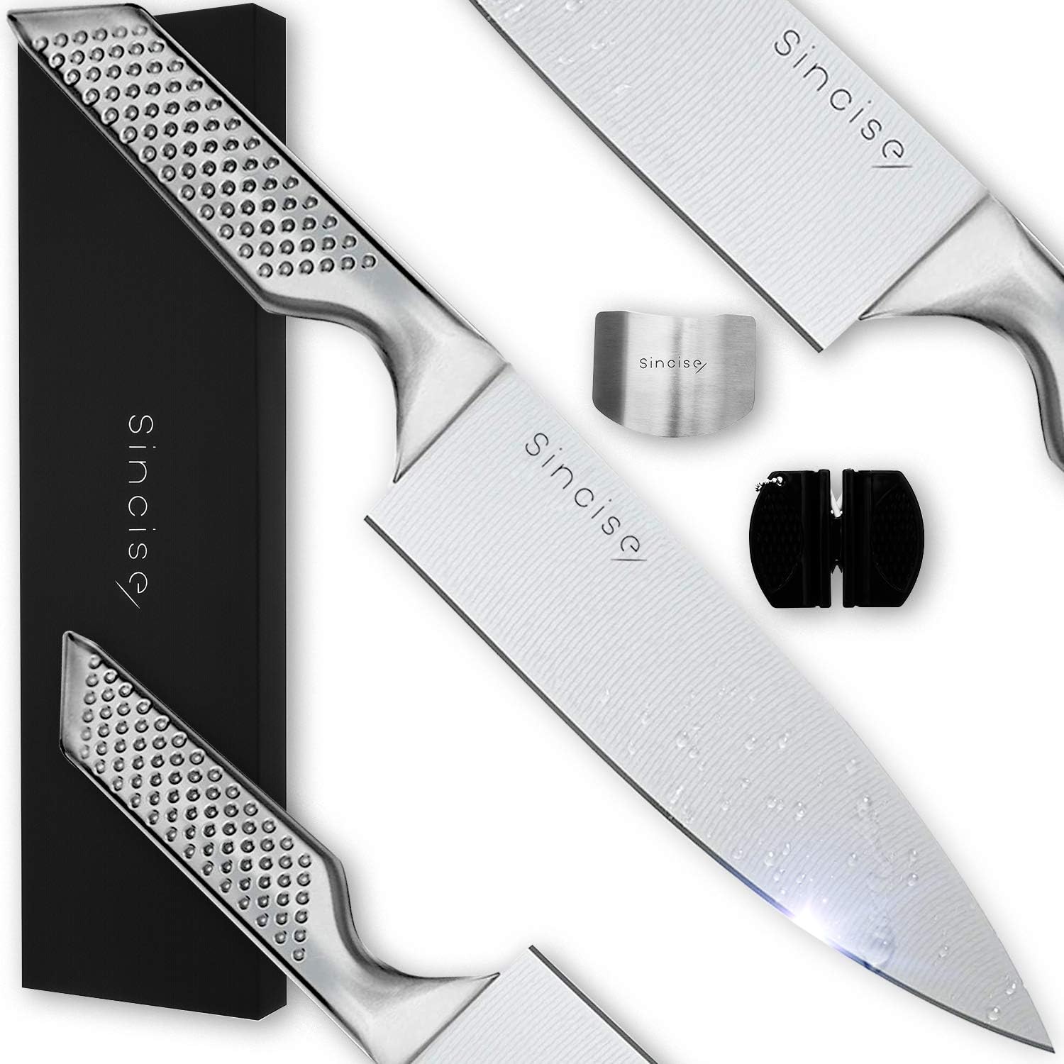 Chef Knife - Professional 8 Inch Japanese Kitchen Knife | Razor Sharp Blade Made of High Carbon German Steel | Ergonomic One-Piece Chef's Knife| Perfect for Cutlery and Vegetable