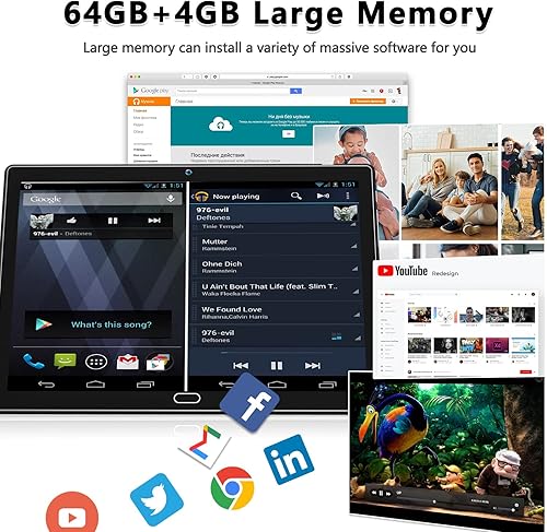 Miniatura 3 de Tablet Android 13 2025, tableta 2 en 1 de 10.1 pulgadas, tabletas celulares 4G con teclado, 64 GB de ROM + 4 GB de RAM, procesador Octa-Core, 2