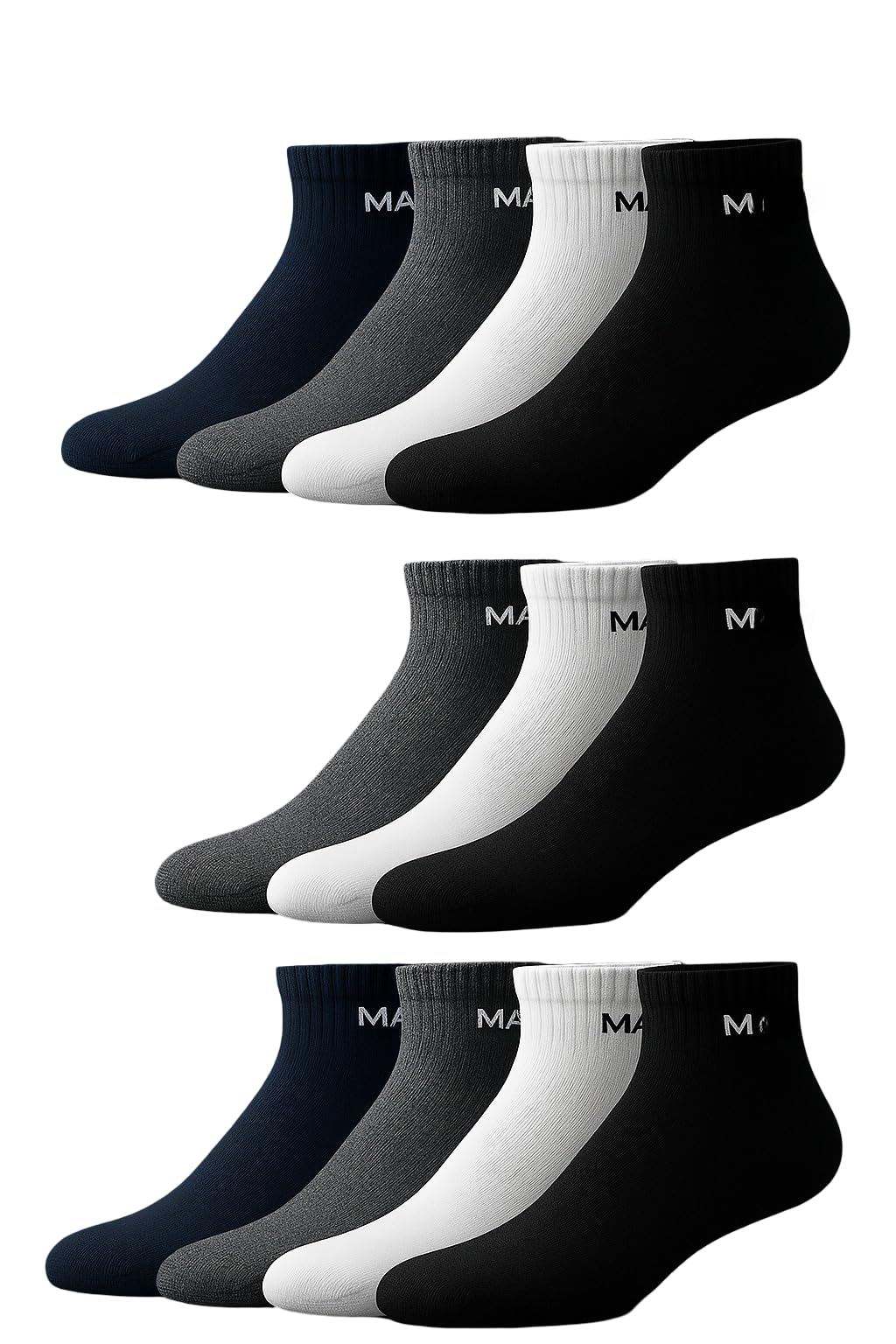 10 Pairs of Socks for Men & Women Ankle Length Combo, Made Up of Pure Cotton Breathable Fabric, Multicolored (Free Size) | Perfect For Gym, Sports, Running and Daily Use.
