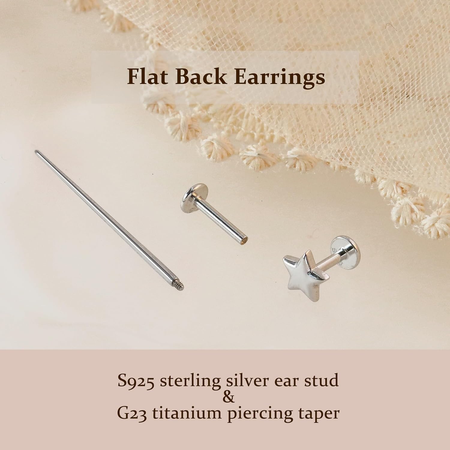 16G/18G Solid 925 Sterling Silver Flat Back Stud Earrings for Women, 6mm and 8mm Post Lengths, Tragus Conch Helix Piercing Jewelry Heart Snake Star CZ Gold Silver Nose Piercings - Image 5