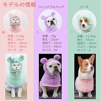 Amazon | MEIAOJIA 犬用バスタオル ペット用バスローブ 可愛い耳