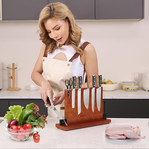 Miniatura 6 de Bloque de cuchillos, soporte magnético para cuchillos para encimera de cocina, estantes de almacenamiento de cuchillos, organizador de