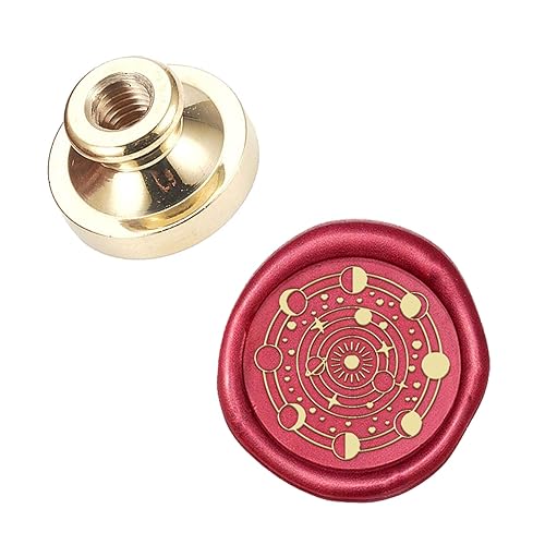 CRASPIRE Wax Seal Stamp Head Planet Sealing Wax Stamp Head Olny No Handle 25mm Removable Brass Stamp Head for Wedding Invitations Christmas Envelopes Craft Adhesive Waxing - Planet Moon and Sun