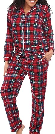 Alexander Del Rossa Womens Soft Warm Fleece Pajamas Plush Lounge Set, Long Sleeve Top and Pants, PJ
