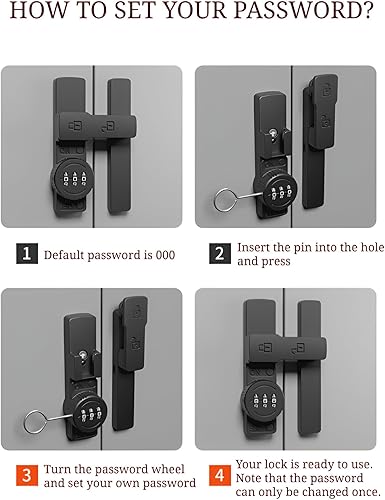 Miniatura 7 de Cerradura de puerta de granero - Cerradura de conexión de 3 dígitos para puerta de granero de 180 grados - Cerradura de puerta de seguridad para el