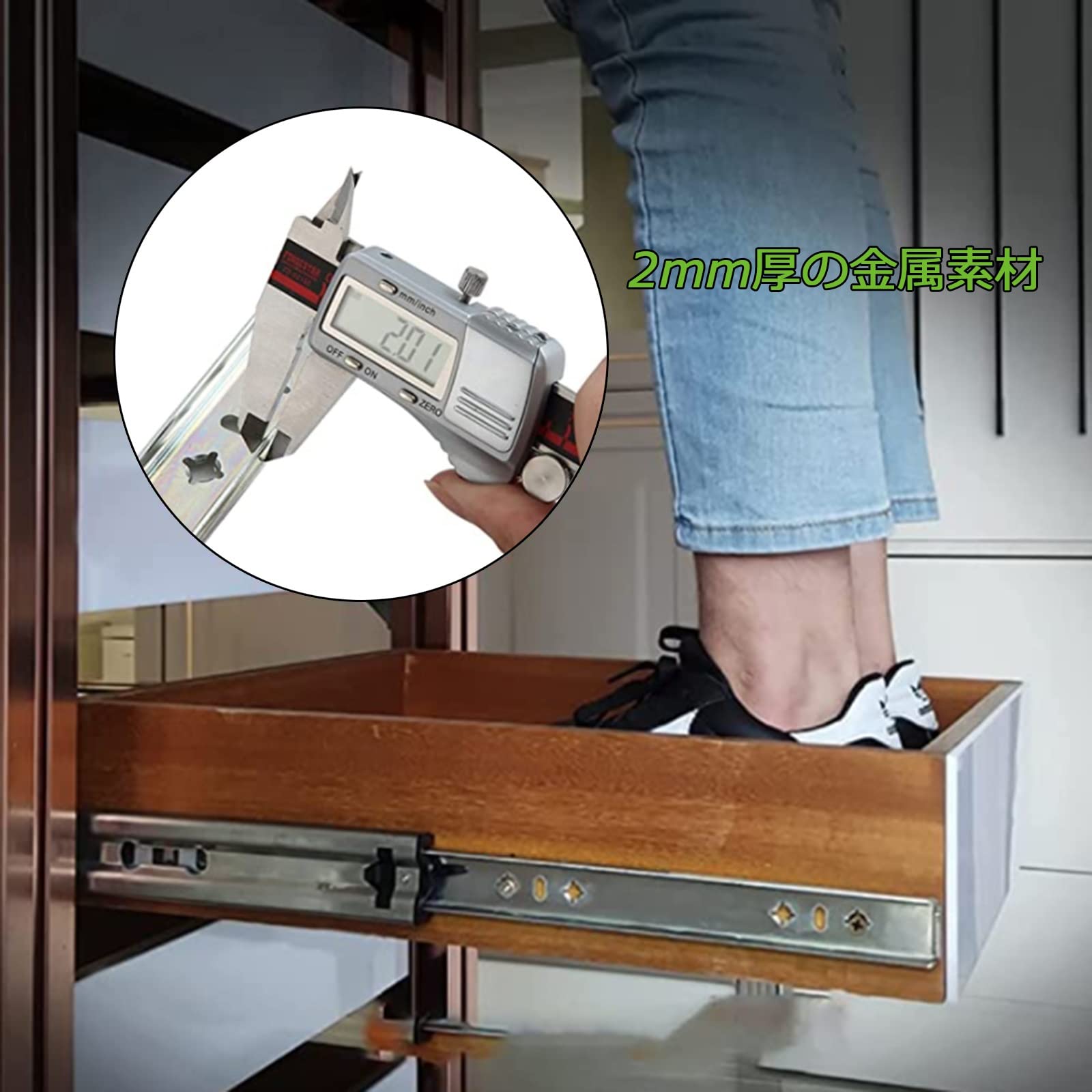 V3VOGUE Schwerlastauszügen, Schubladenauszüge Vollauszug, Schiene Für Schublade, 3-teilige Teleskop-Auszügen Führungsschiene, Industrieführungen Aus Stahl, 2 Stück, 140kg Belastbar