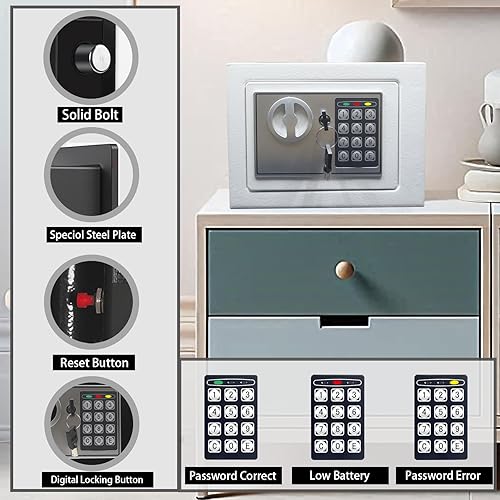 Miniatura 2 de Caja de seguridad digital electrónica con teclado de bloqueo de lujo, para el hogar, oficina, hotel, negocio, joyería, armas, efectivo,