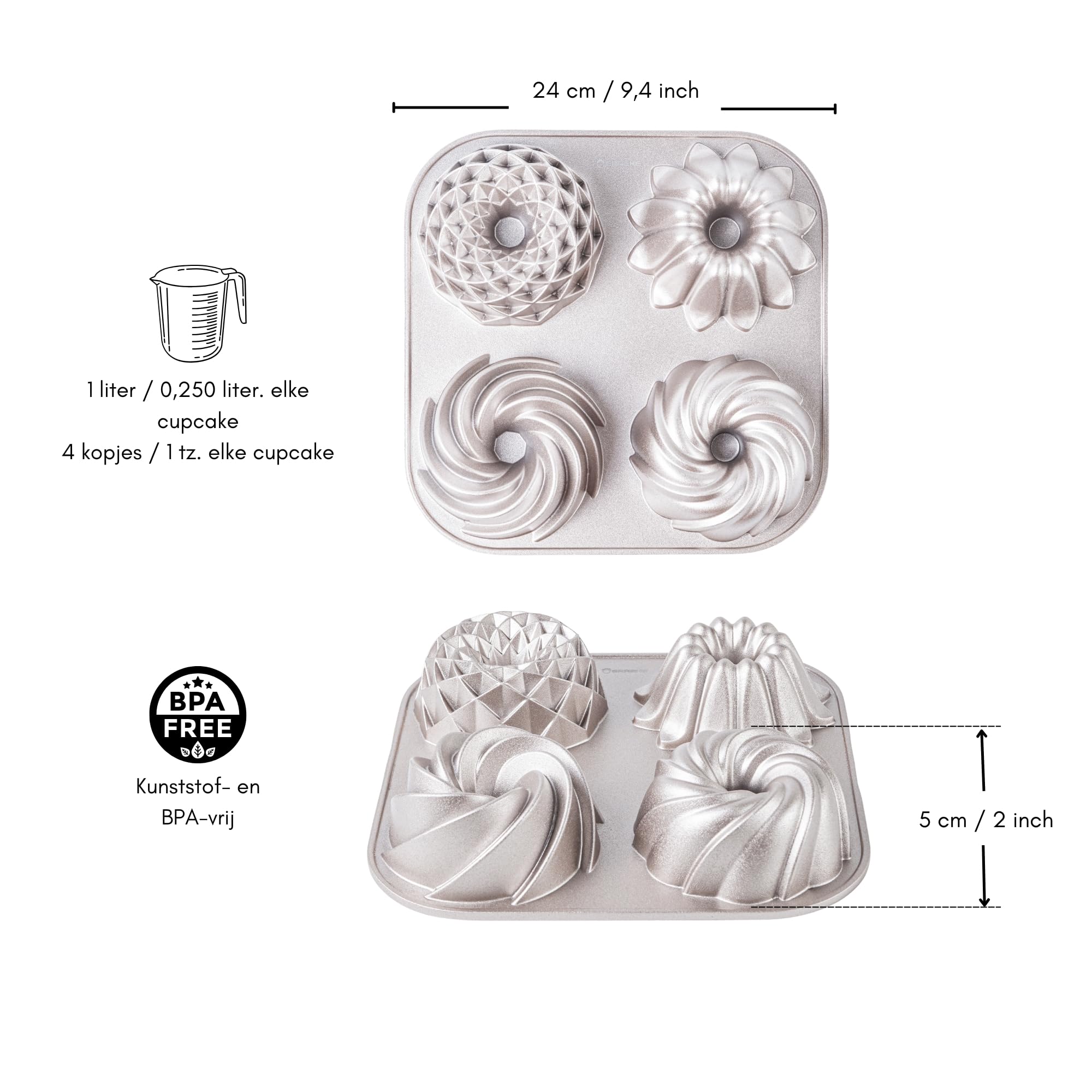 Muffinvorm, geanodiseerd aluminium - Cooker at Home
