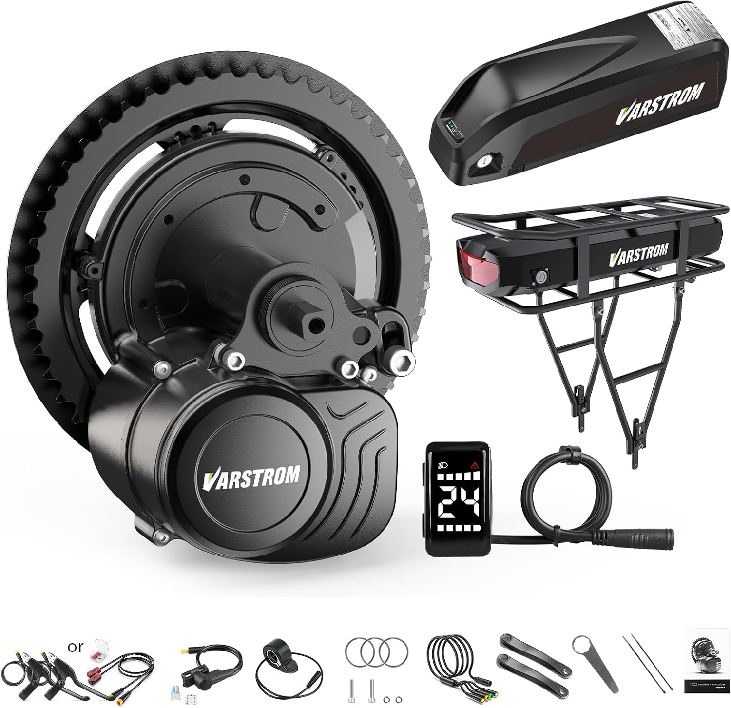 Torque Sensor Mid Drive Motor Kit - TSDZ-2B Z8 Z16 48V 500W/750W/1000W Electric Bike Conversion Kit for BB 68-73MM Mountain Bike Road Bike with Display & Battery (Optional)