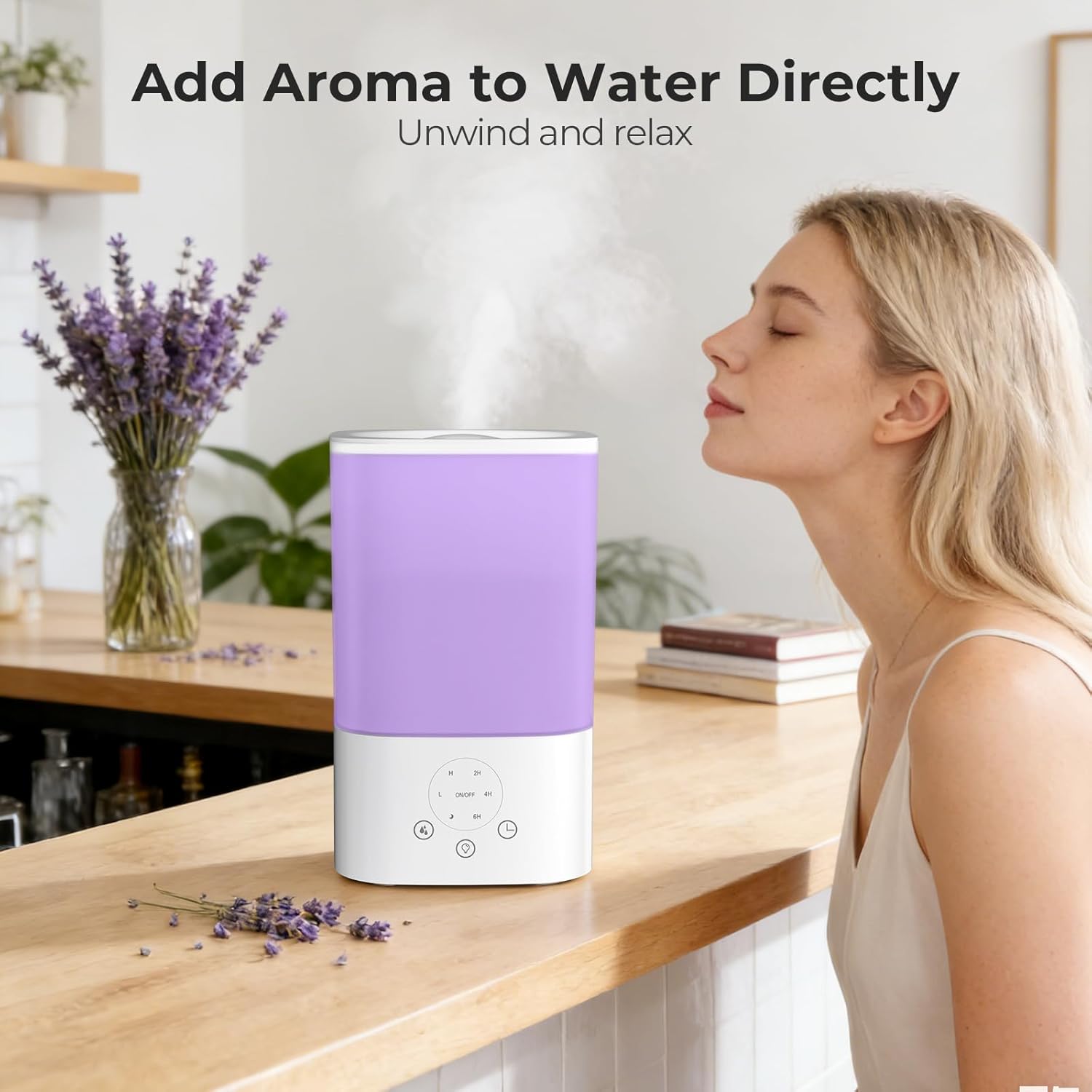 3.2L Cool Mist Humidifiers for Bedroom,Humidifiers for Baby Nursery＆Plants,3 in 1,Top Fill,360°Nozzle,Timer,24DB Quiet,BPA Free,Tap to Operate,White