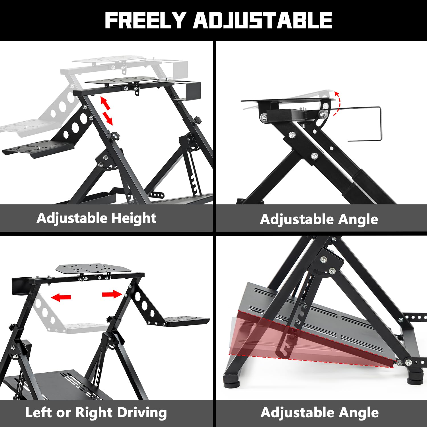 Dardoo X Frame - Soporte plegable para volante de carreras Logitech G25, G27, G29, G920 Thrustmaster T300RS GT, simulador de dirección ajustable, no incluye freno de mano y palanca de cambios