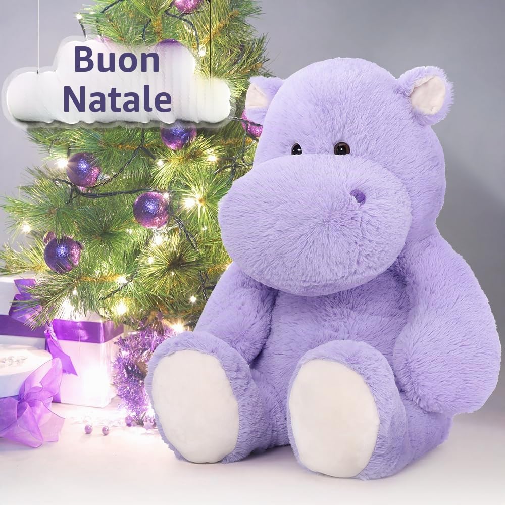 MorisMos Ippopotamo Peluche Gigante 90 cm, Viola Kawaii Hippo di Peluche Grande Morbido Coccoloso, Carini Regalo Natale per Lei Bambini Ragazze Ragazzi Donna Mamma Compleanno San Valentino