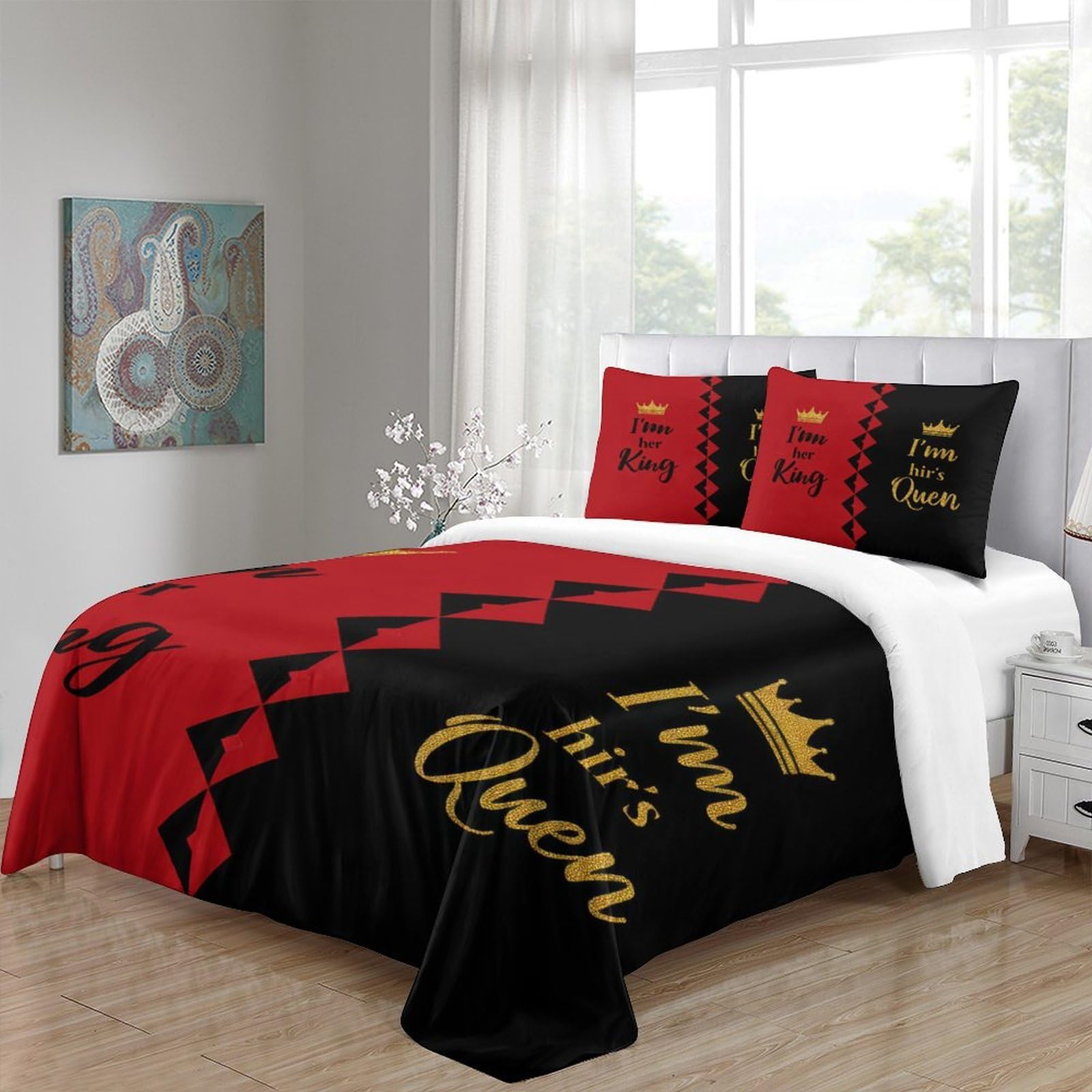 Romantisches Pärchen-Design 3D-Druck 3er-Set Bettdeckenbezug Kuschelbezug Mikrofaser Hypoallergen Staubmilbenfest für Jungen Mädchen Frauen Super King（260x220cm）