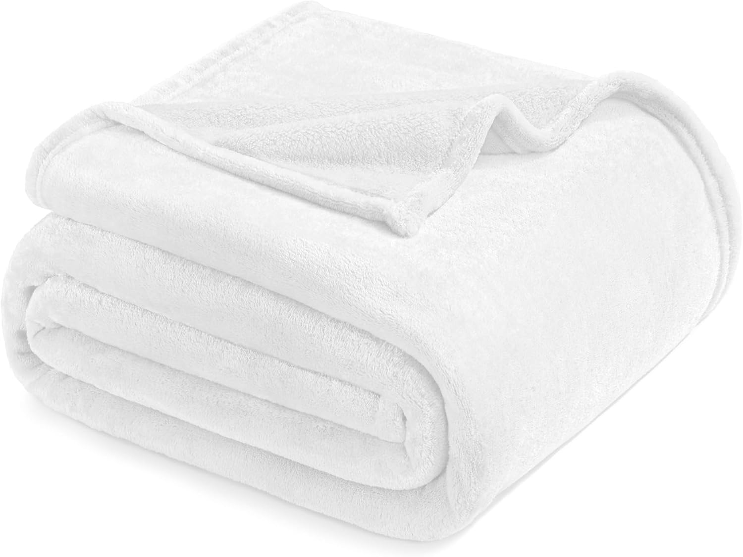 Exclusivo Mezcla Fleece Blanket Twin Size for Bed, Super Soft and Warm, All Season, Cozy, Plush, Lightweight, 60x80 Inches Pure White