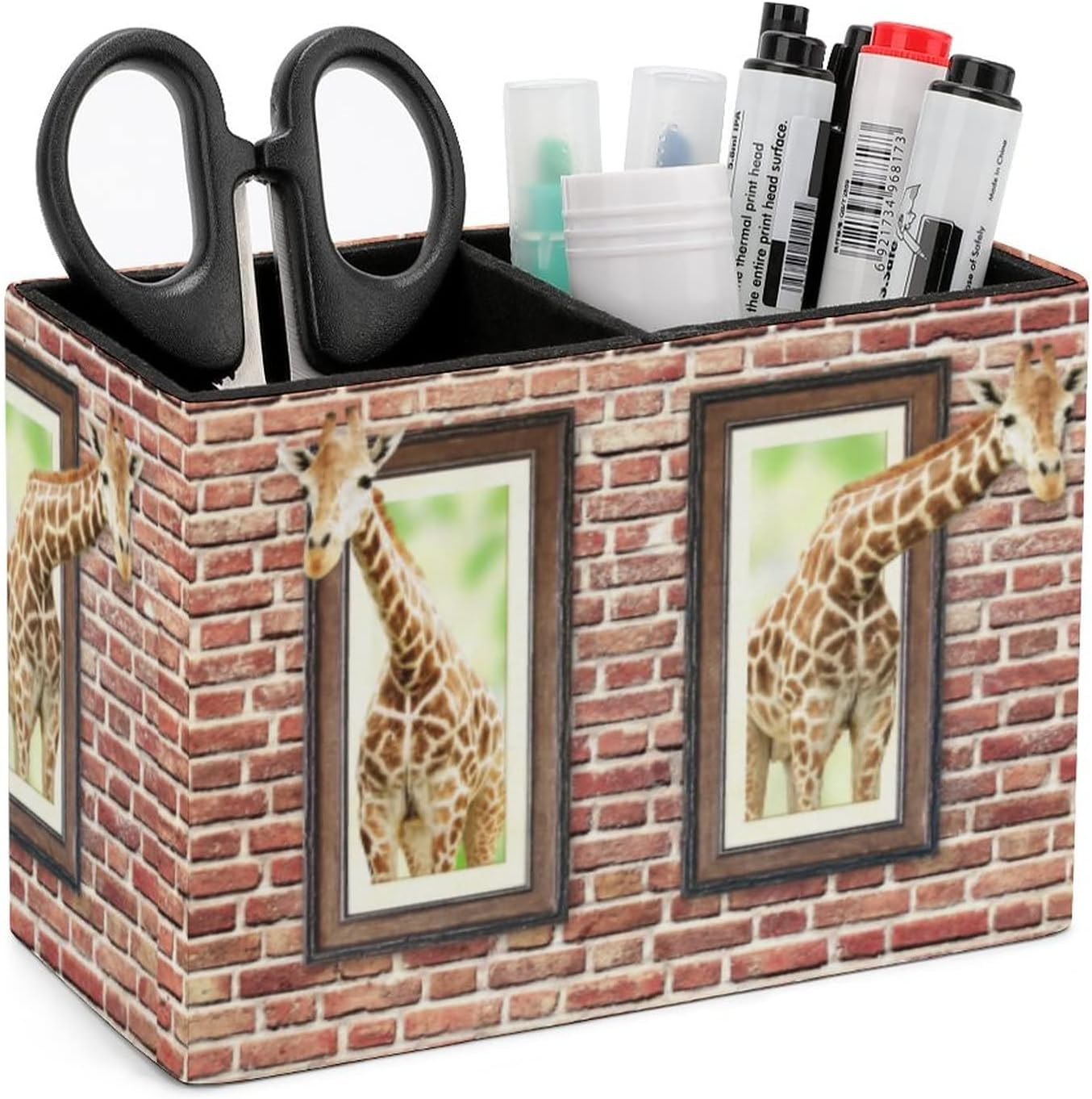 Pencil Holder for Desk, Curious Cute Giraffes Pen Holder