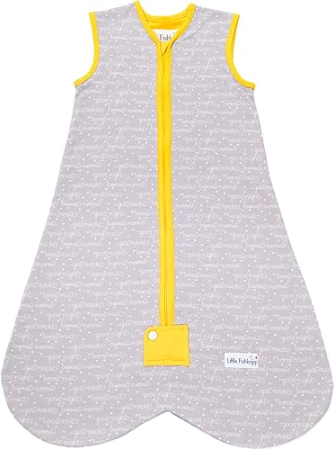 Little Fishkopp Saco de dormir ligero de algodón orgánico para bebé  Gris Buenas noches  1.0 Tog  18-36 meses