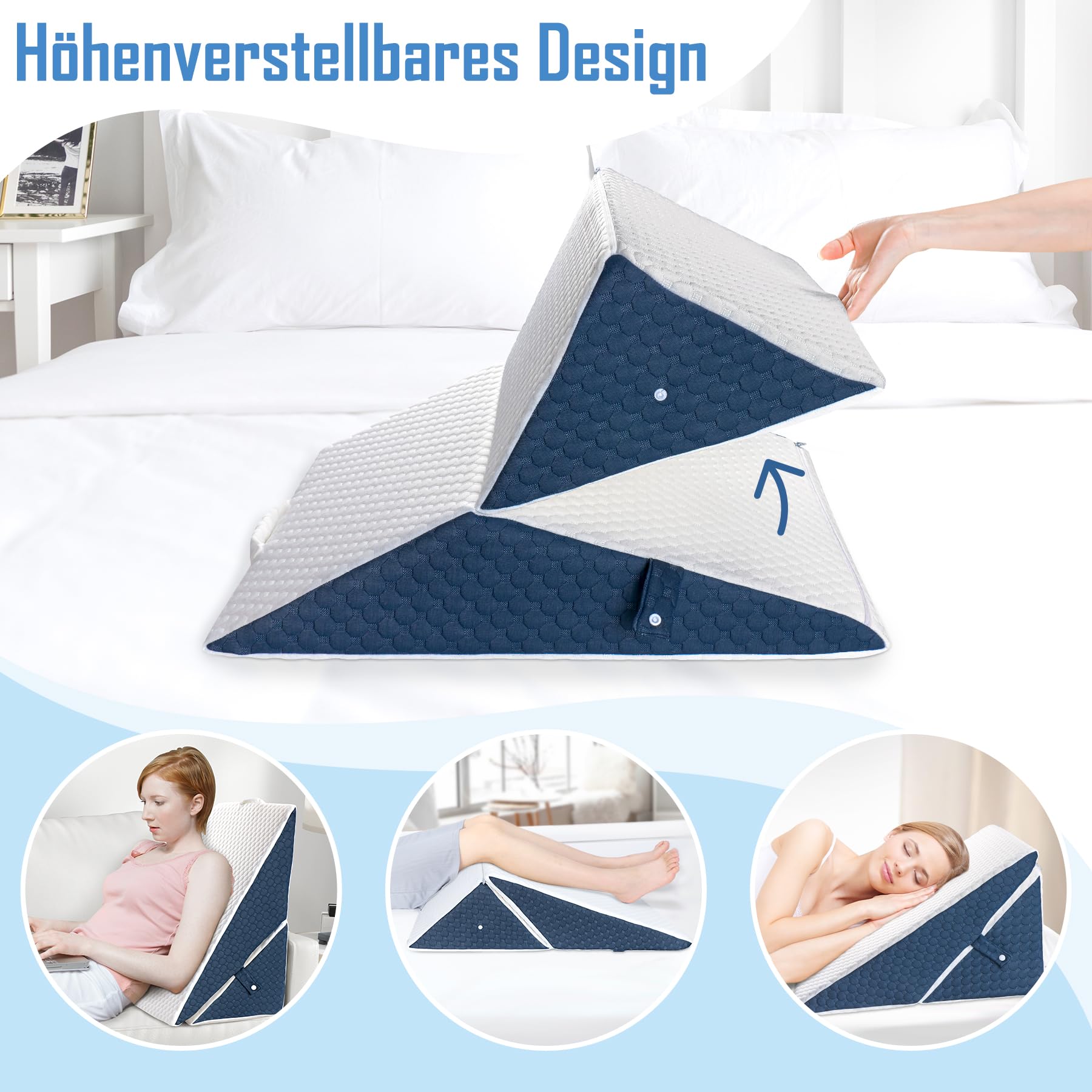 Elektrische Bed Rugleuning W/Hoofdkussen Draagbare Medische Kussen Lifter Verstelbare Power Sit-up Back Stand Assist Aid Voor Bedlegerige Ouderen,Blauw,Kort,Friendly32