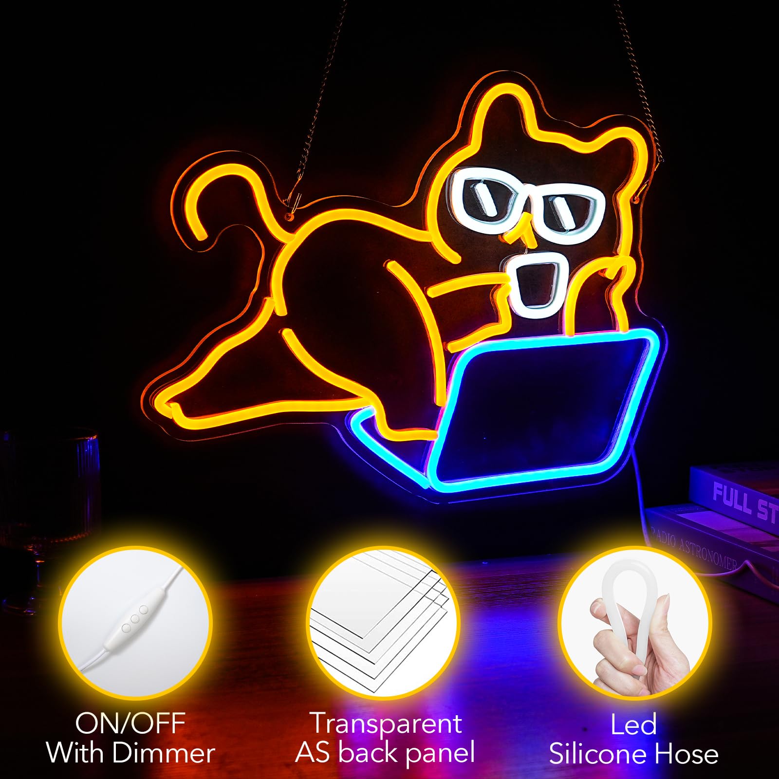 Amazon.co.jp: Lazy Cat ネオンサイン かわいい動物 ネオンサイン 猫
