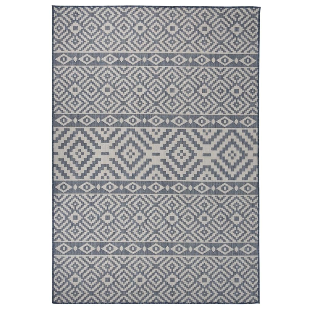 Tapis extérieur rayures bleues 160x230 cm pour sublimer votre terrasse d'été