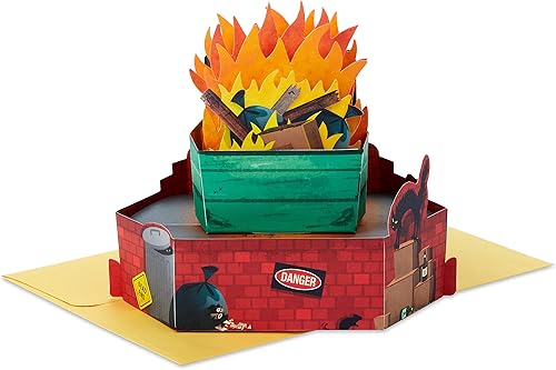 Hallmark Paper Wonder - Divertida tarjeta desplegable en blanco (Dumpster Fire)