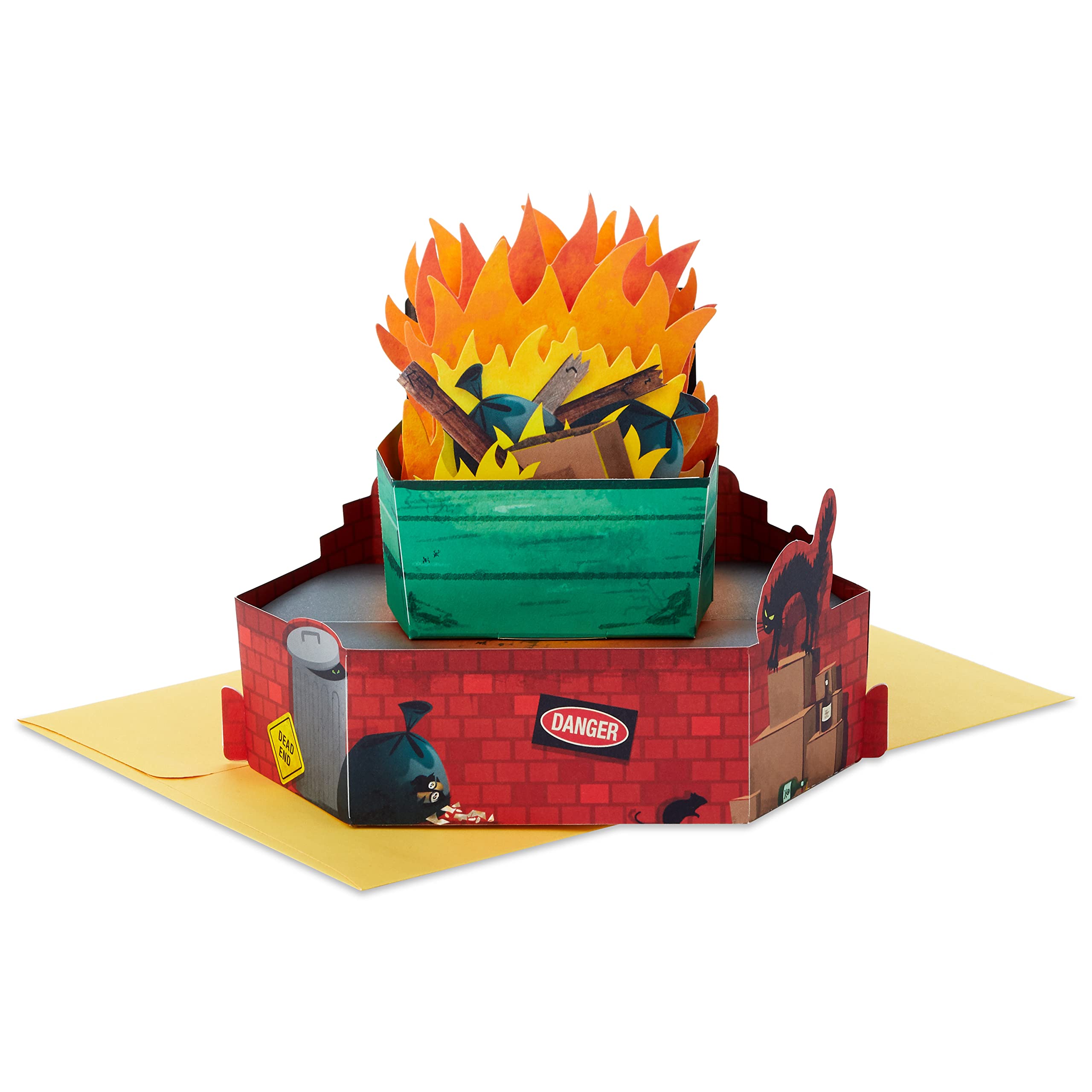 Hallmark Paper Wonder Funny Blank Pop Up Card (Dumpster Fire)