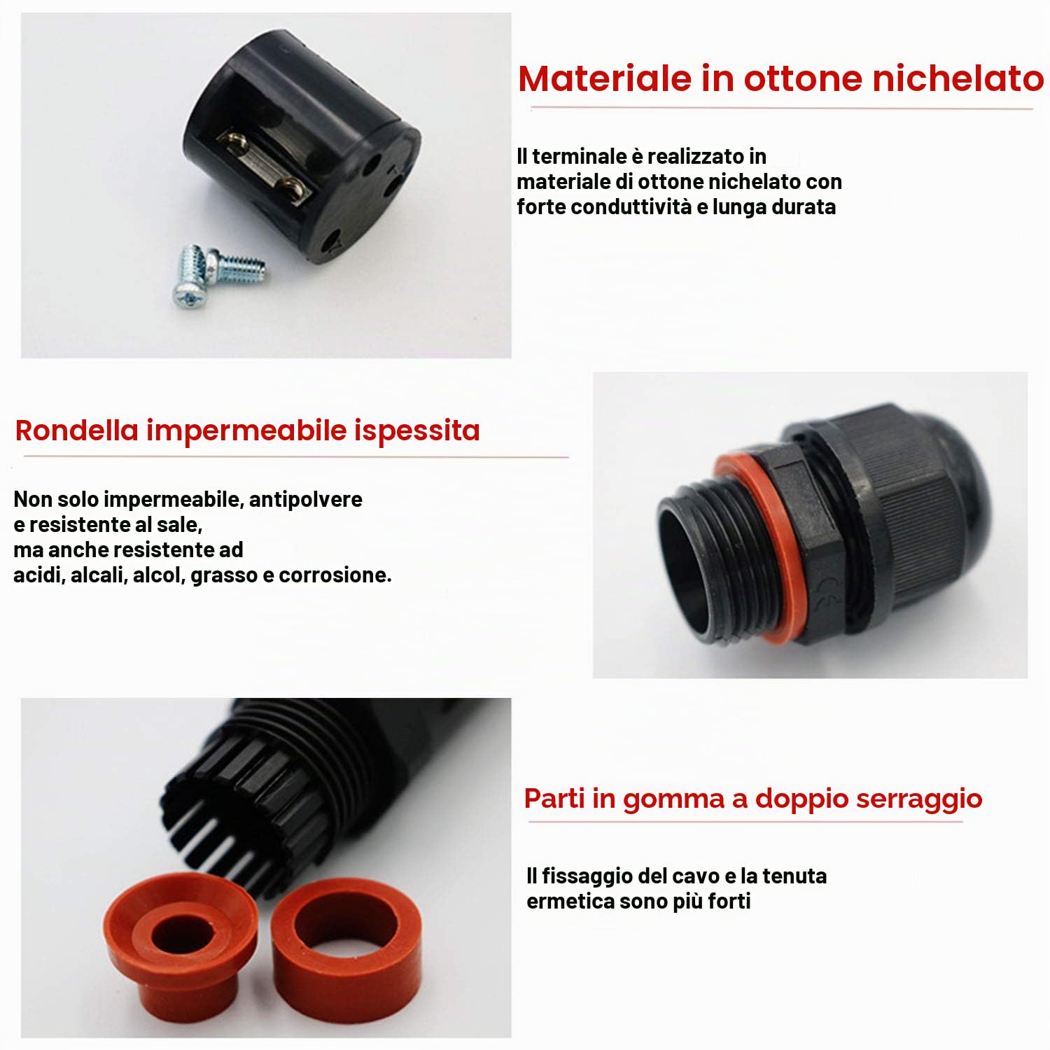 Scatola di Giunzione Impermeabile IP68, 3 Pezzi Connettore Stagno Manicotto di Collegamento Cavo Sotterraneo del Area Esterna 3 Poli per Diametro del Cavo Ø1-13mm
