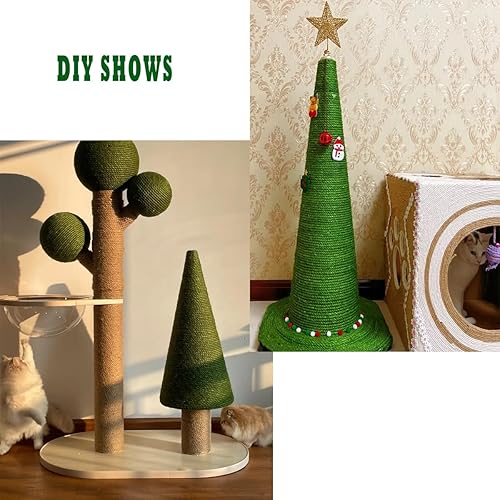 Miniatura 4 de Cuerda de sisal para reparación de árbol de gato, cuerda de sisal de 33 pies, 14 de pulgada (0.236 in) de diámetro para reemplazo de poste rascador