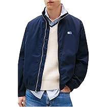 Tommy Jeans Uomo Giacca da Mezza Stagione Essential con Colletto alla Coreana, Blu (Dark Night Navy), M