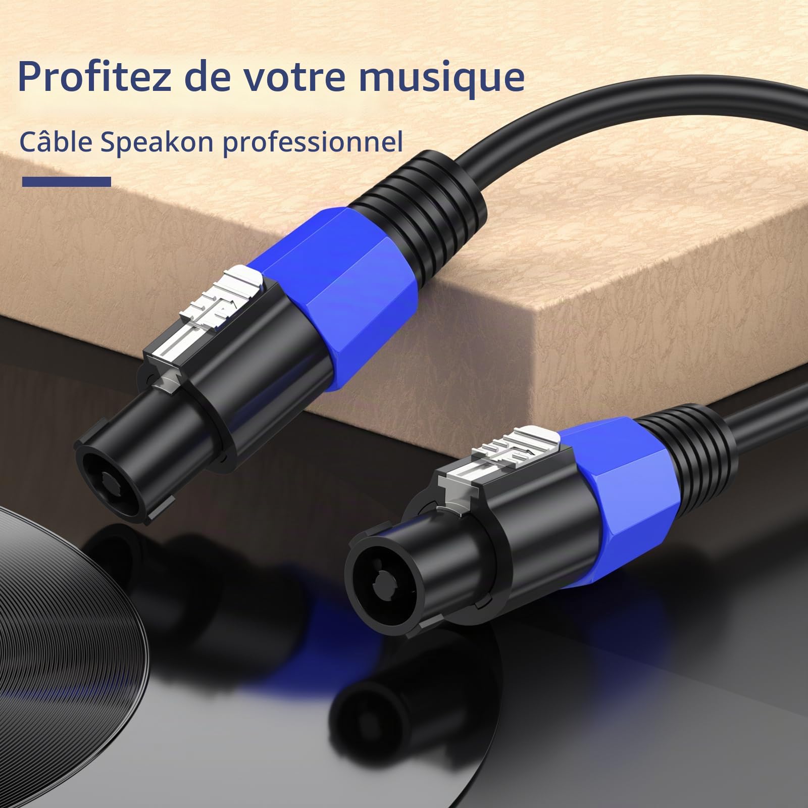 GCTBL 5M 2pack Speakon à Speakon câbles mâle à mâle professionnel DJ/PA amplificateur Audio haut-parleur câble