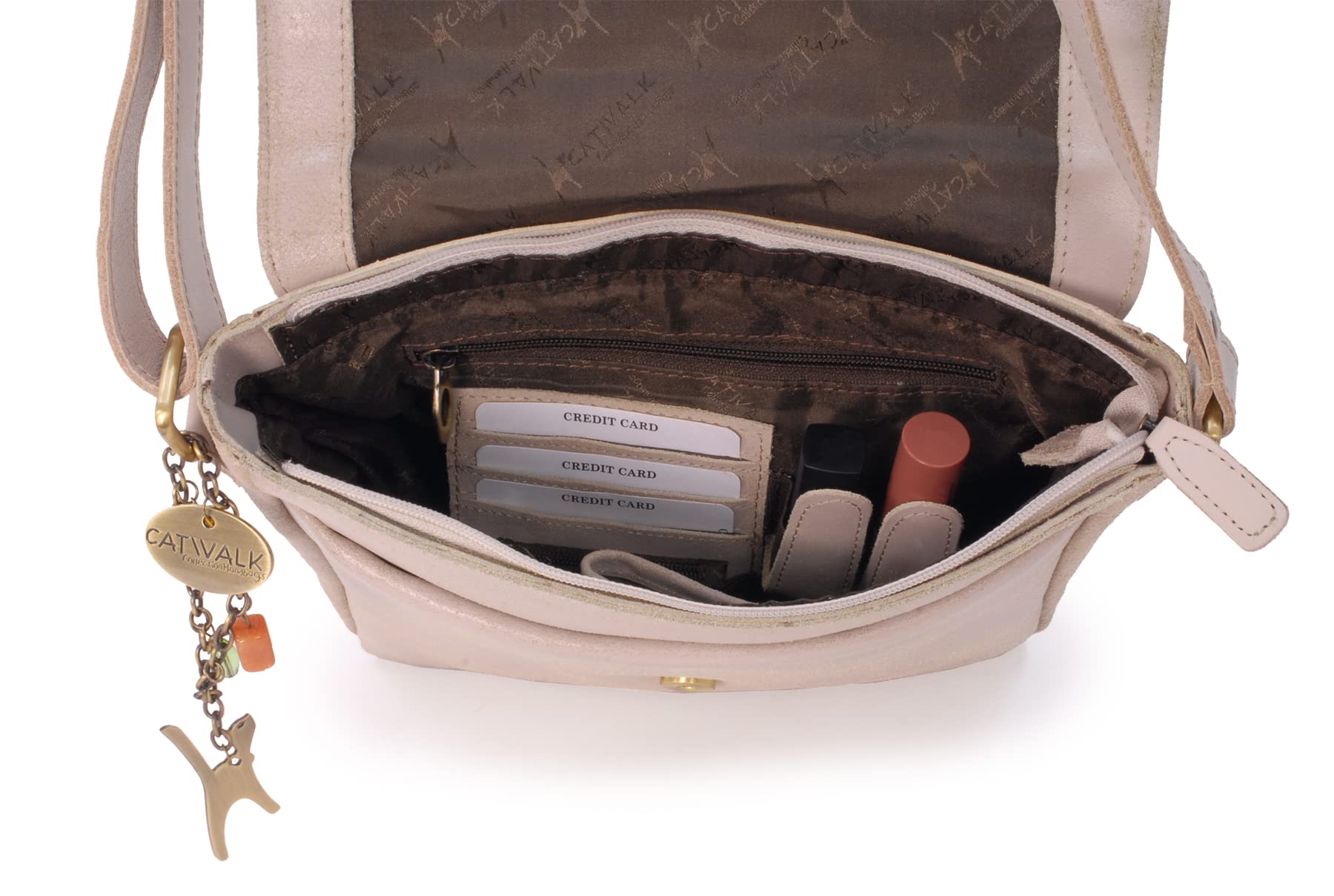 Catwalk Collection Handbags - Bolso Bandolera de Mujer - Bolso Cruzado Mediano de Piel - Messenger Bag de Cuero Envejecido - Sabine M