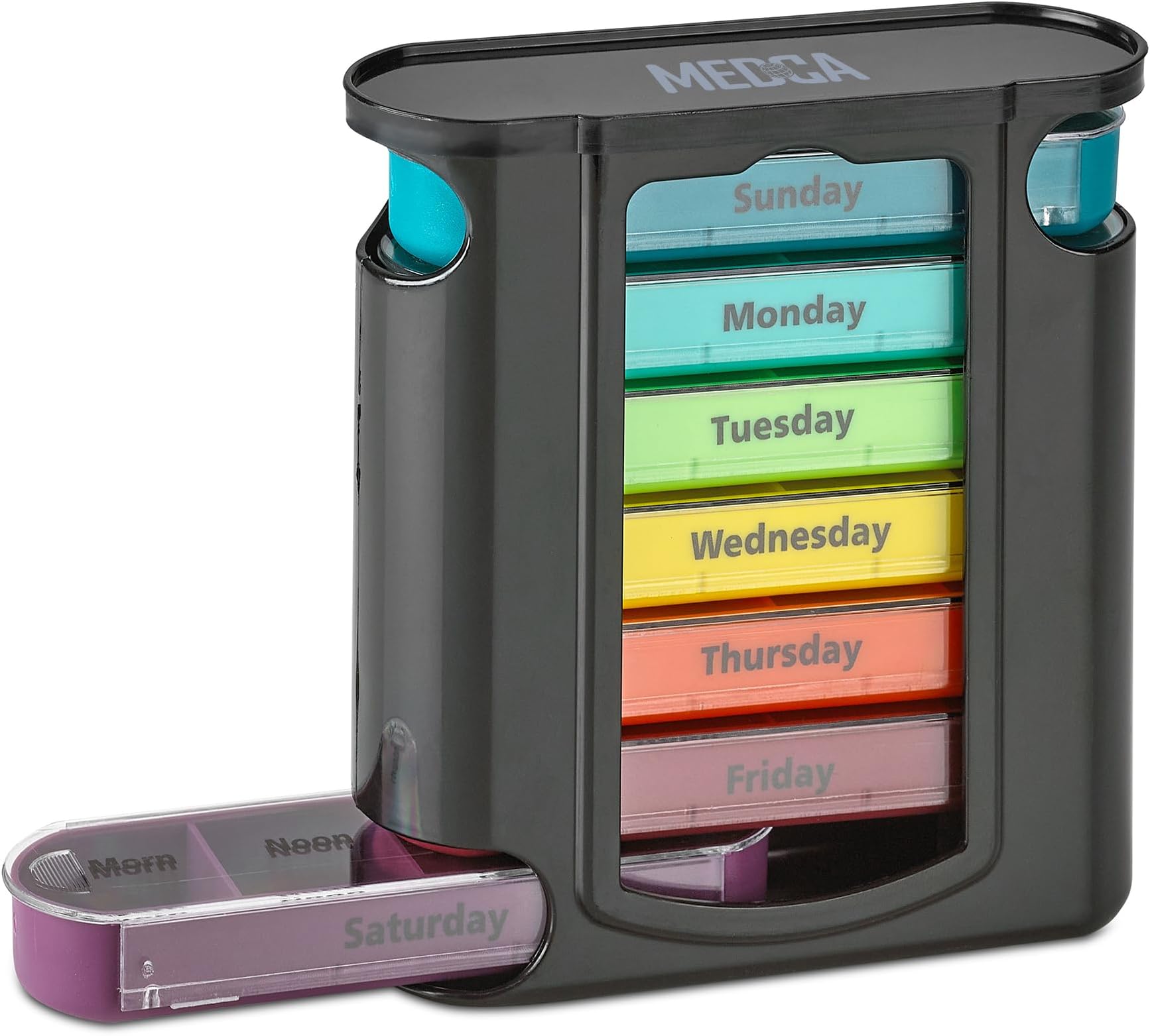 MEDca Stackable Daily Pill Organizer - (4 Times a Day) Weekly Medication Reminder - Premium Weekly AM/PM Pill Box with 7 Individual Stacking Cases, a Everyday Medicine Organizer for Vitamins