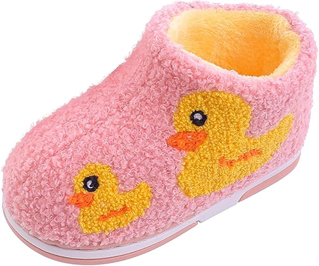 Warm Girls Slippers Boots Home Cartoon Kids Indoor Plush Children's Boys Cotton Shoes Girl's Shoes Toddler Sandal 4 (Pink, 12-18 Months)