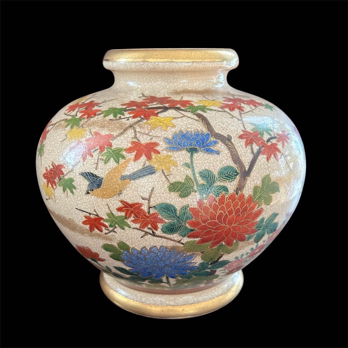 Amazon｜品 緑 薩摩焼 九谷焼き 豪華金彩 花瓶 壺 飾り壺 花 染付