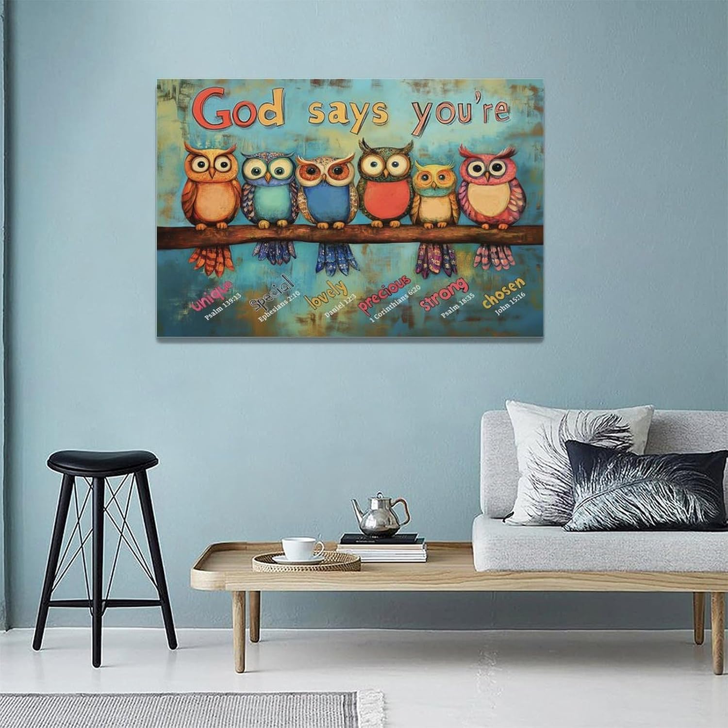 Funny Owl Canvas Wall Art Owl Bible Verse Pictures Wall Decor God Says You Are Scripture Prints Painting Framed Artwork Decoration For Classroom Bedroom Living Room Office 24"x16"