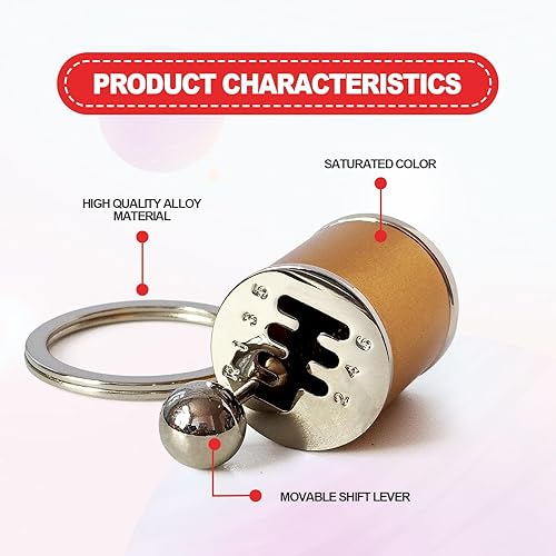 Miniatura 10 de Vrasly Llavero de cambio de caja de cambios automática, llavero de engranajes de cambio de automóvil de seis velocidades, cadena de caja de cambios