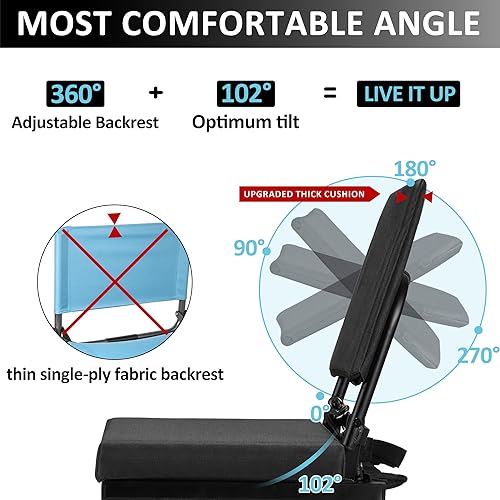 Miniatura 4 de Dragosum Asientos de estadio con soporte trasero giratorio, sillas de gradas con correa para el hombro y soporte para tazas, asientos plegables
