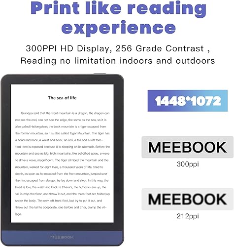Miniatura 3 de Meebook E-Reader M6  Pantalla Eink Carta de 6 pies 300PPI  Luz inteligente ajustable  Android 11  Procesador Ouad Core  Libros de audioCompatible