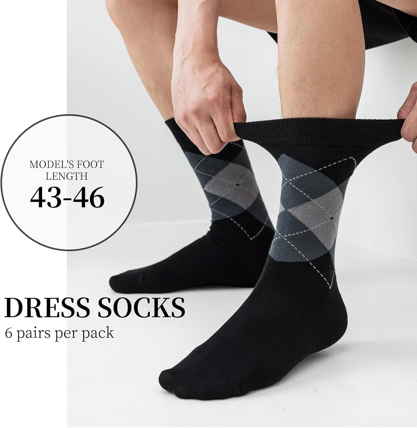 Mens Dress Socks, 6 Pairs Soft Breathable Bamboo Rayon, Classic Mid Calf Socks for Men with Box,Valentines Day - Image 3