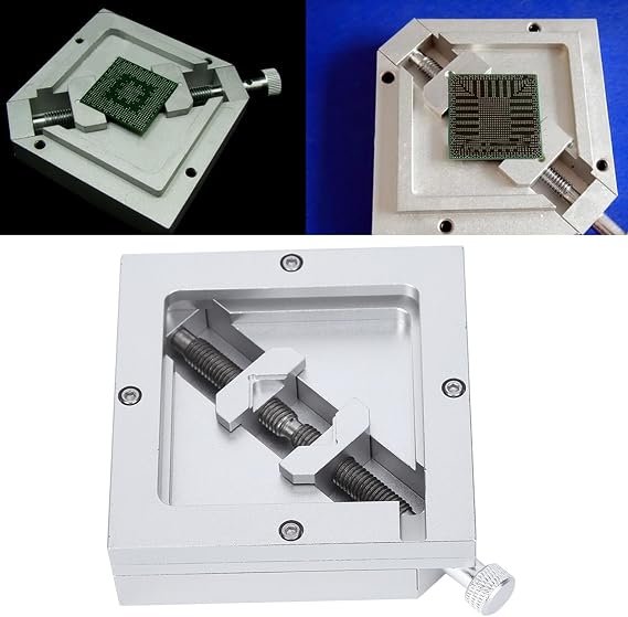 BGA Reballing Rework Station, BGA Reballing Station Diagonal Universal Stencil for Bga IC Reballing Use Solder Paste Aluminum Alloy Soldering Rework Kit for 9mm to 43mm BGA Chip