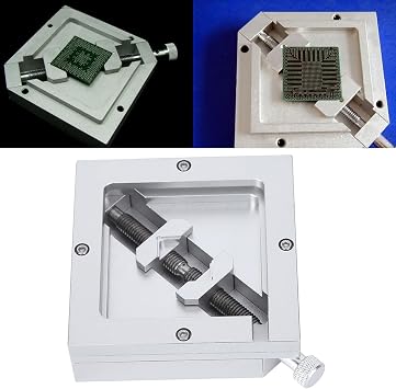 BGA Reballing Rework Station, BGA Reballing Station Diagonal Universal Stencil for Bga IC Reballing Use Solder Paste Aluminum Alloy Soldering Rework Kit for 9mm to 43mm BGA Chip