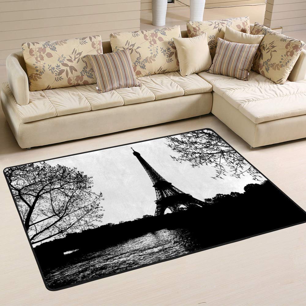 Tapis motif Tour Eiffel 60x39 inch en velours corail tapis de taille moyenne Ruchen