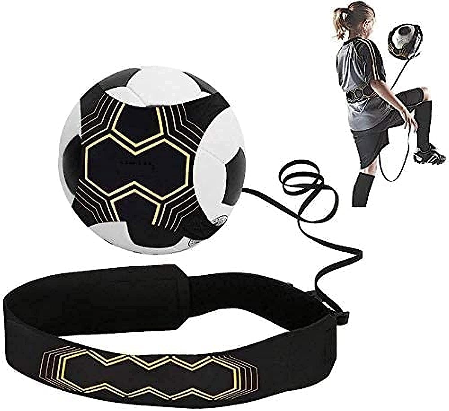 MAXSTRENGTH Football Kick Trainer - Hands Free Solo Practice Training Aid With Belt & Elastic Rope - Perfect for Football Skills Improvement