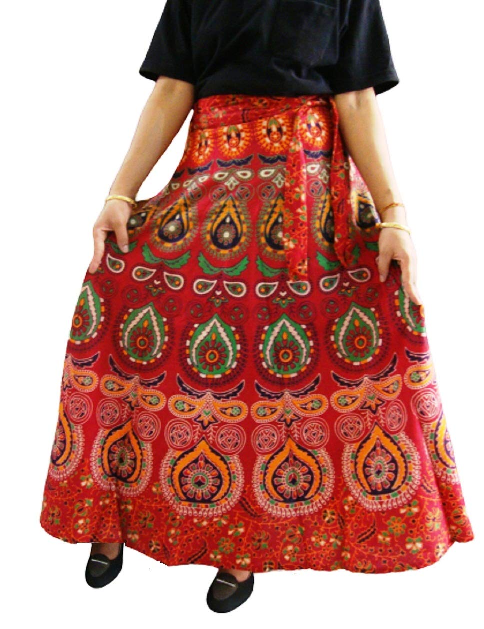 RAC Women Traditional Cotton Printed Wraparound Skirt Sanganeri Print