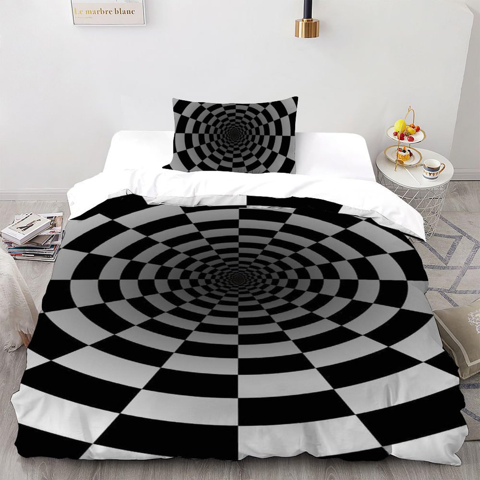 Housse de couette la grille square set de lit enfant 135x200cm pour chambre d'ado contemporaine