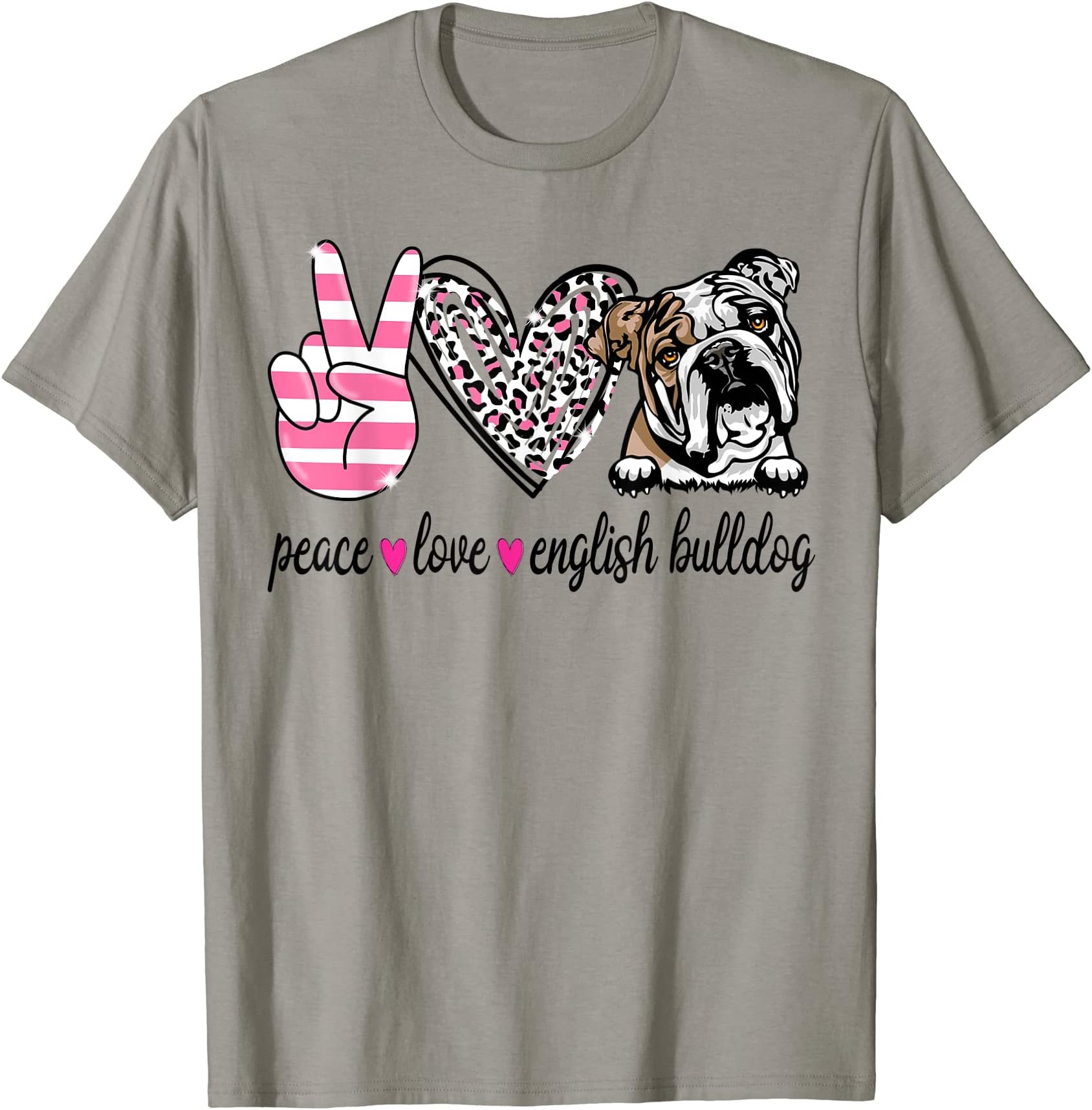 Peace Love English Bulldog Dog Lover Gift T-Shirt
