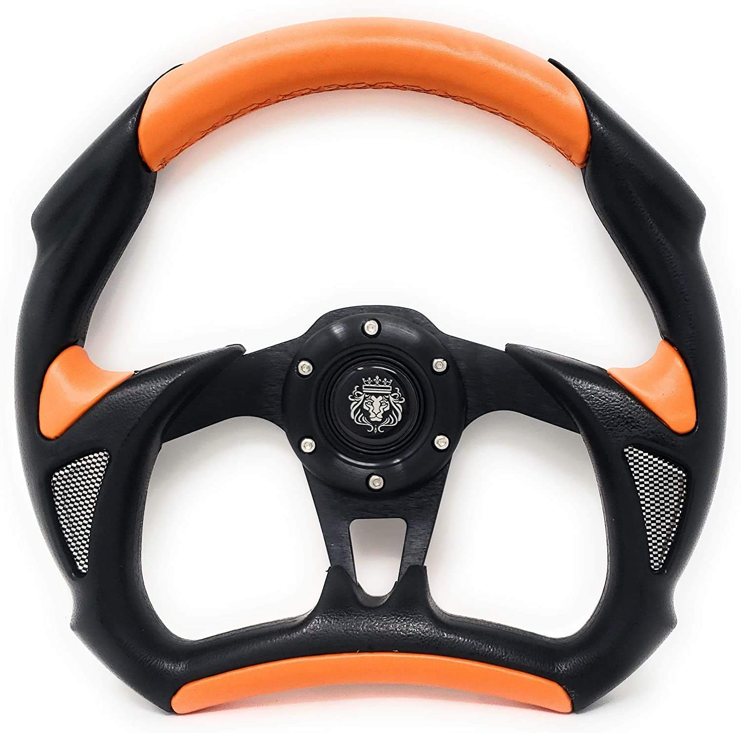 New World Motoring 1984+ Club CAR DS Orange Steering Wheel Golf cart with Adapter 3 Spoke