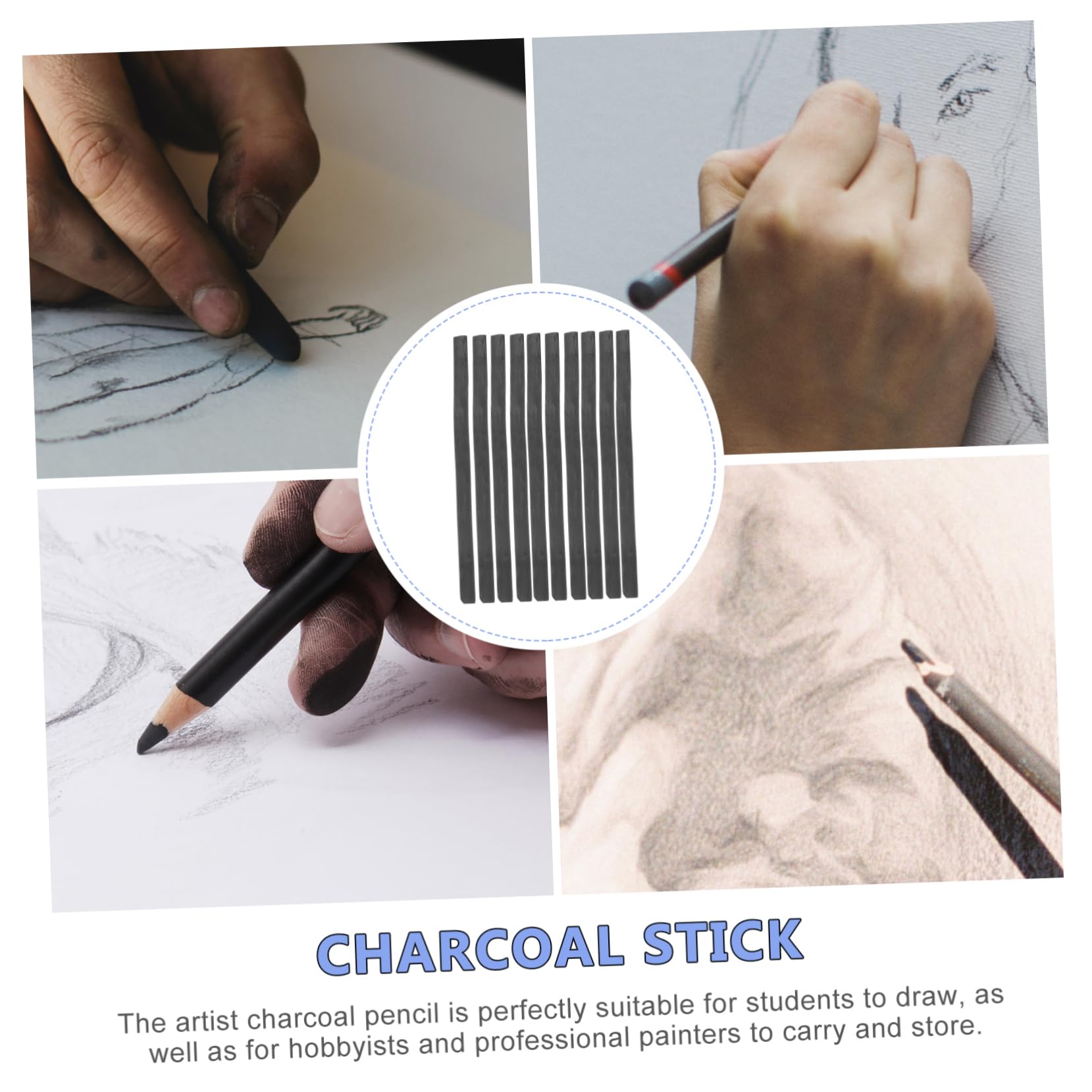 NUOBESTY 60piezas Lápices De Carboncillo Comprimido De Sauce Para Dibujo y Sombreado Artístico Para Adultos y Adolescentes Para y