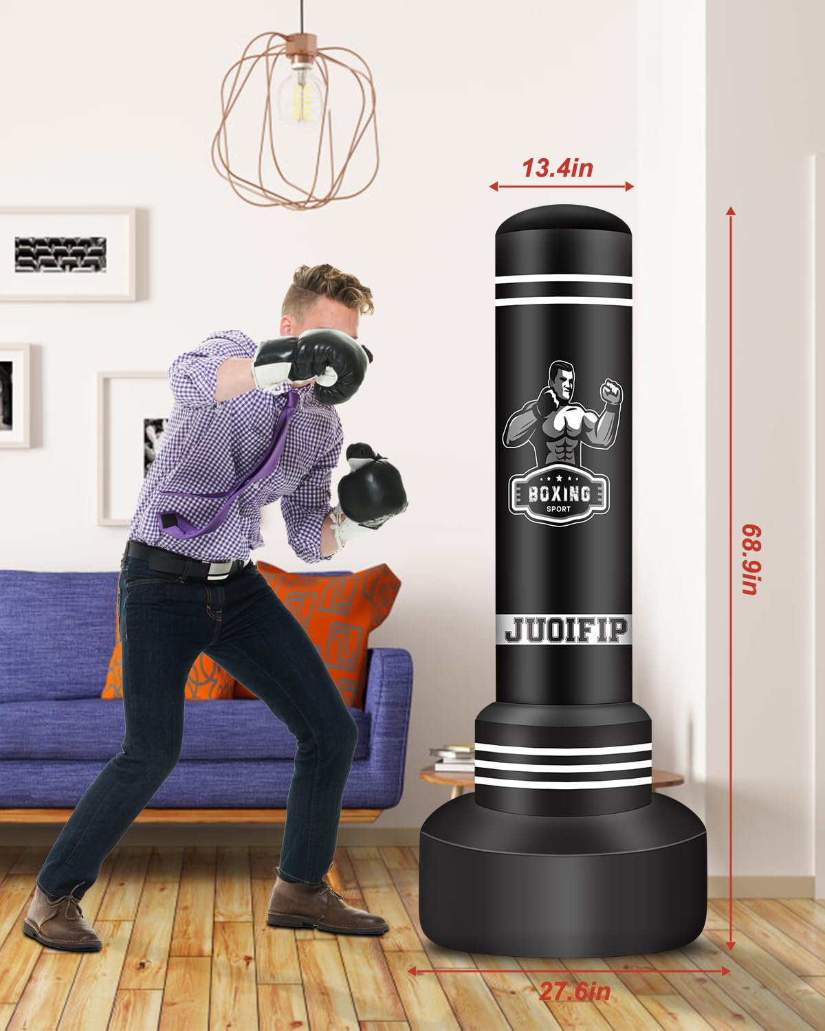 NZQXJXZ Sacco da boxe pesante da 175 cm, sacco da boxe da terra autoportante sacco gonfiabile per allenamento MMA Muay Thai Fitness