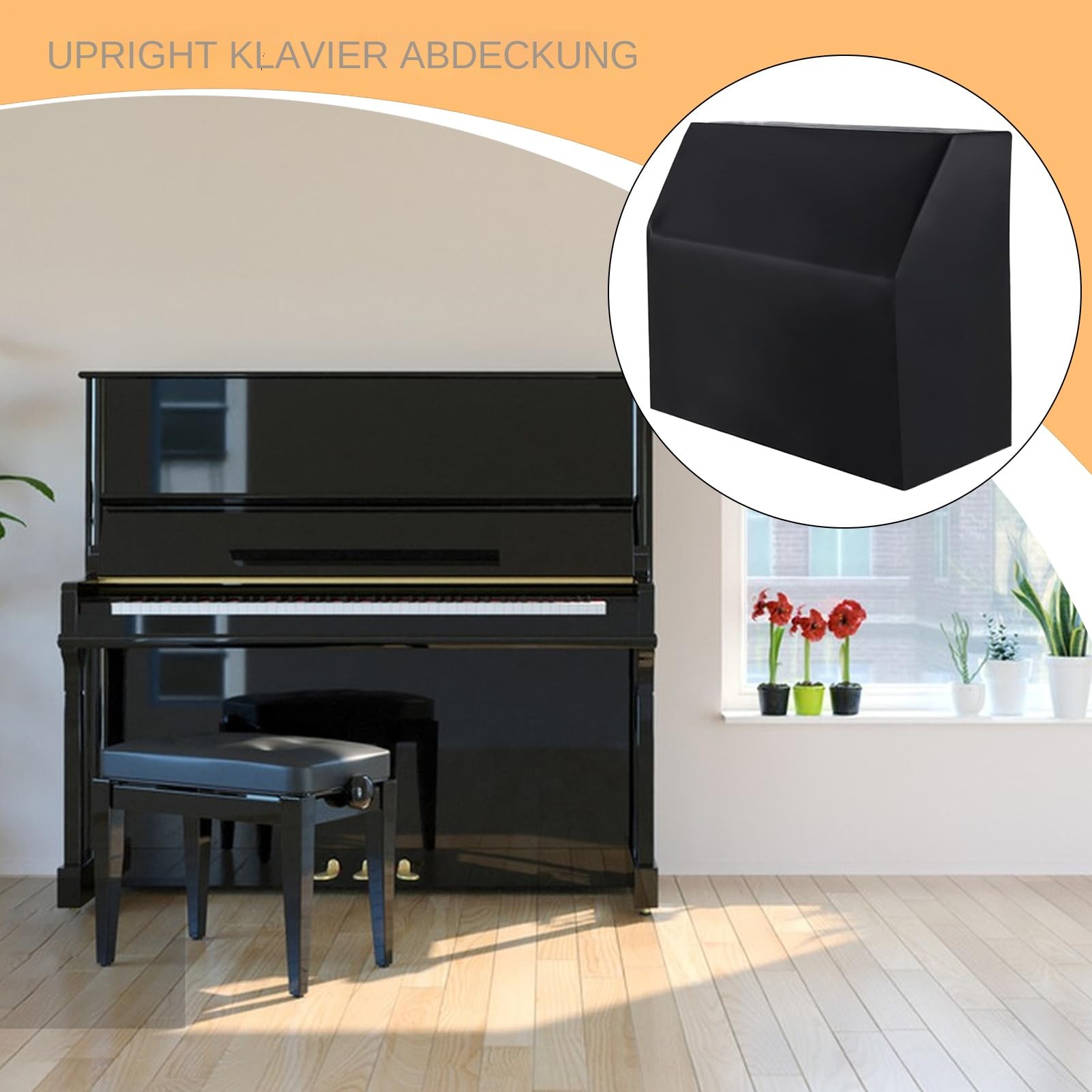 Housse de piano verticale - Couverture complète - 153 x 60 x 110 cm - Noir - Tissu Oxford imperméable - Accessoire de piano - Bloque la lumière du soleil et l'humidité